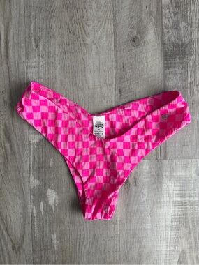 Salty Honey Pink Checkered Ribbed Bottoms